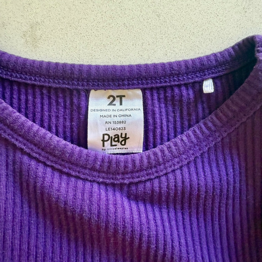 Little Sleepies Purple Ribbed Long-sleeve Ruffled Top - Picture 3 of 3